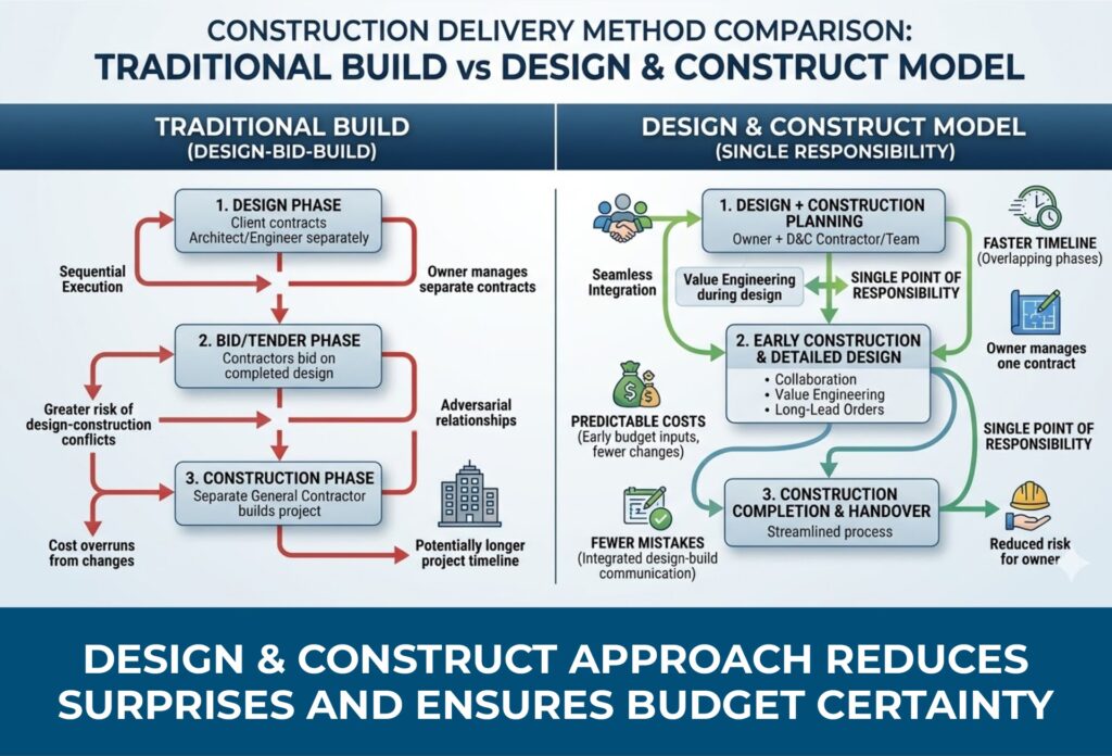 industrial builder Newcastle design and construct model vs traditional