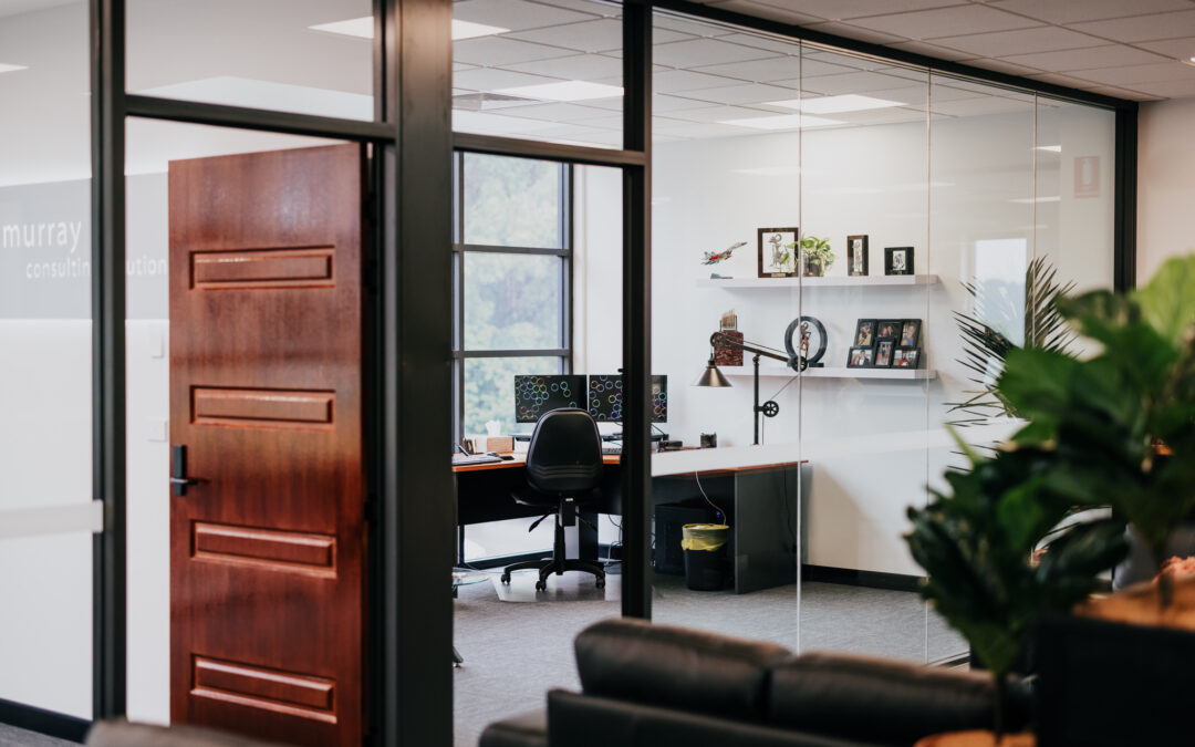 modern office with glass walls